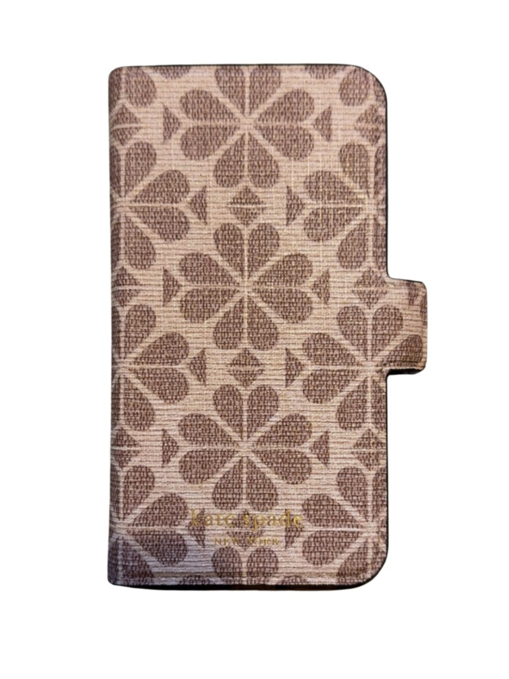 kate spade Cream Taupe Brown Flower Monogram Magnetic Wrap Folio iPhone Case